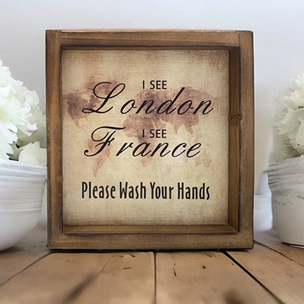 Wood Farmhouse Bathroom Funny Sign